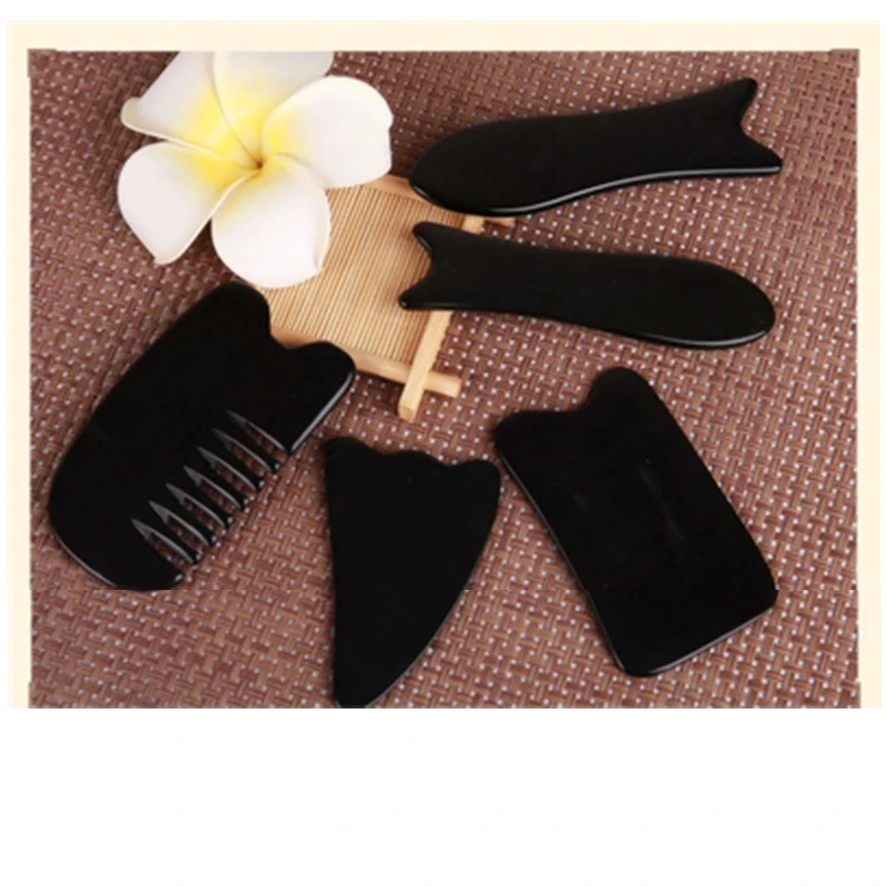

Buffalo Horn Guasha Board Ox Horn Body Massage Tool 5pcs/Set Guasha Board For Acupuncture Scraping SPA Acupuncture Scraper
