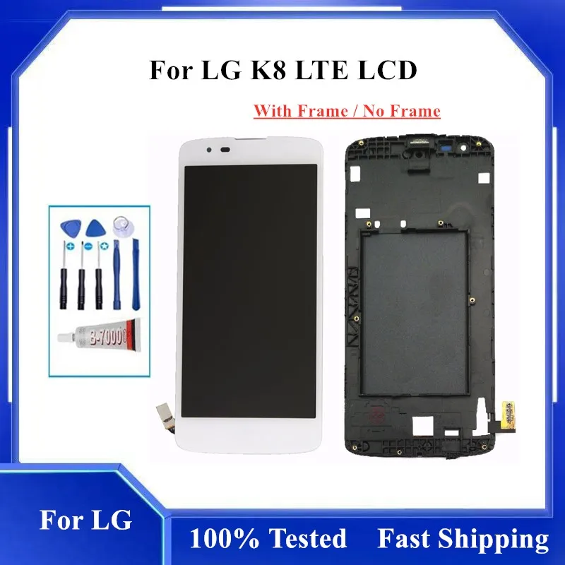 

High Qaulity For LG K8 LTE K350N LCD Display Touch Screen Digitizer Assembly With Frame For LG K8 LTE 4G K350E K350DS 2016
