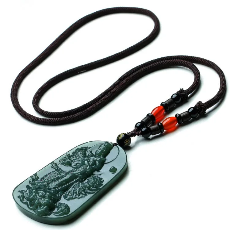 

Natural Green Jade Pendant Hand-carved Guanyin Lotus Jade Pendants Brand Men Women Necklaces Jadeite Jade Jewelry Necklace