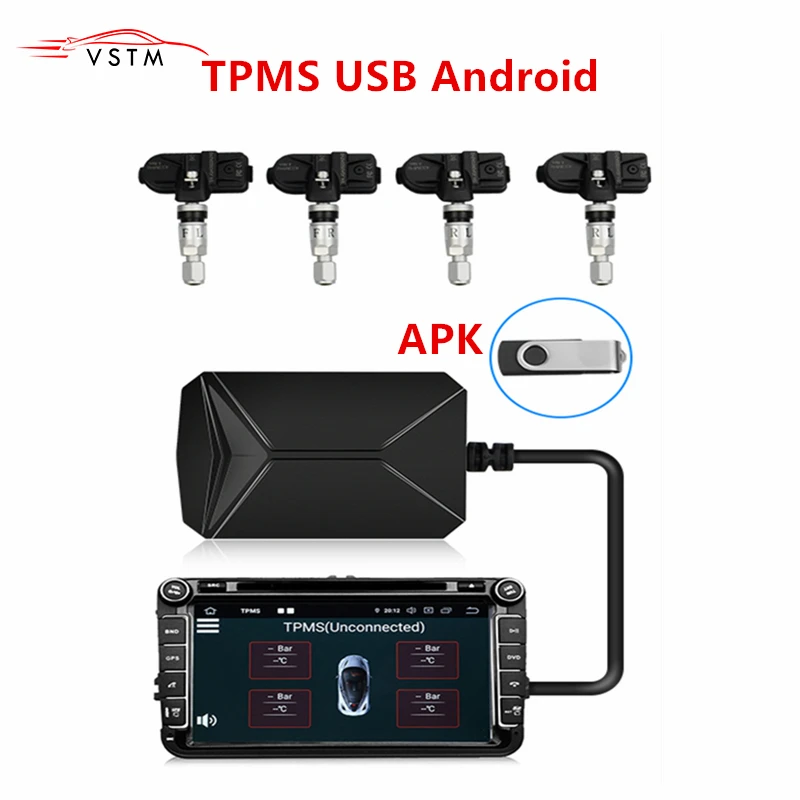 USB TPMS для Android автомобильный DVD с датчиком давления в шинах система мониторинга