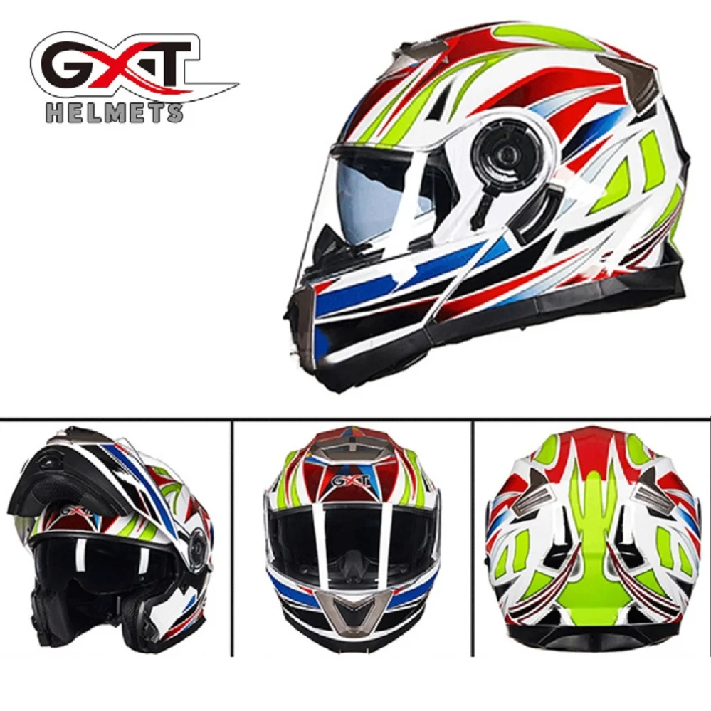 

DOT Approved GXT Modular Flip Up Dual Lens Motorcycle Helmet Classic Motocross Racing Full Face Capacete Moto Casco Casque