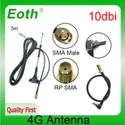 Антенна Eoth 10 дБи, 698-9601700-2700 МГц, 4G LTE, с разъемом SMA (Male), IOT, магнитное основание, 3 м, прозрачная присоска, 1 шт.
