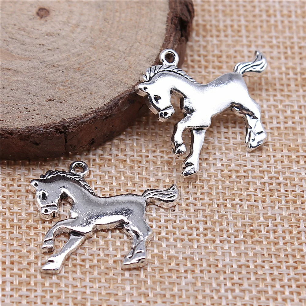 

Components For Jewelry Making 10pcs 23x25mm Antique Silver Color Horse Charms
