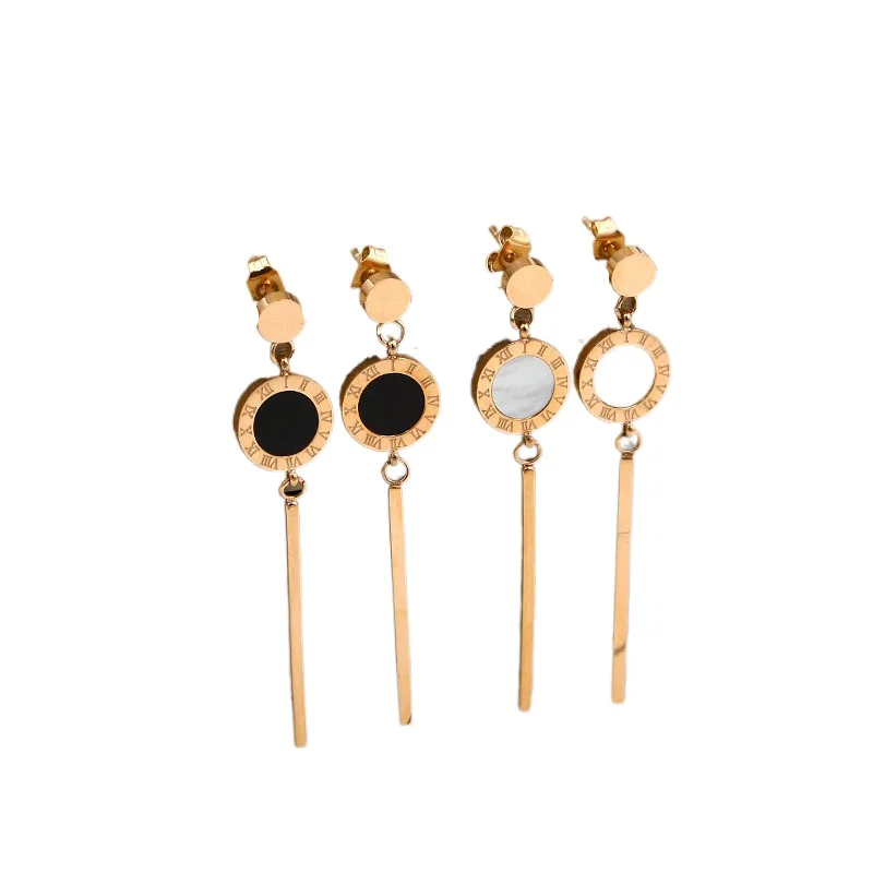 Горячая Распродажа черные и белые длинные серьги из нержавеющей стали цвета