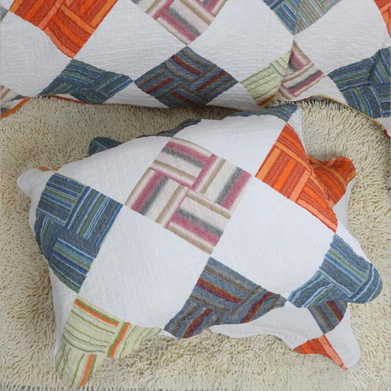 1 шт покрывало для кровати + 2 наволочки пол цвет совпадающее диагональный пазл