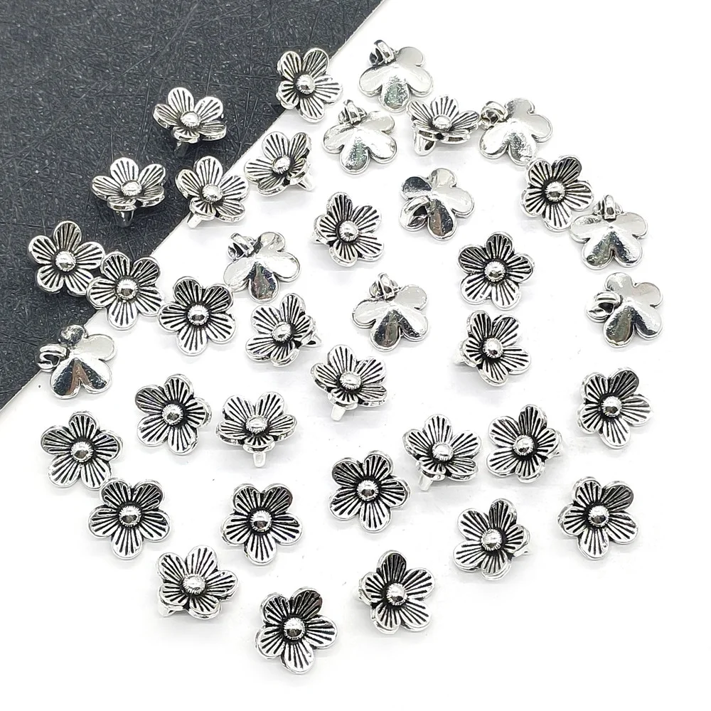 

10Pcs Zinc Alloy Peach Blossom Shape Pendant Charms for Jewelry Making Popular Metal Supplies DIY Earring Bracklet Accessories