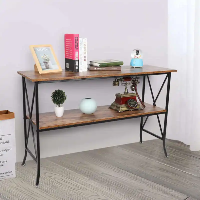 

2-уровневый консольный стол, боковой диван, угловой стол, прикроватный журнальный столик для чтения с полкой для хранения, домашняя мебель