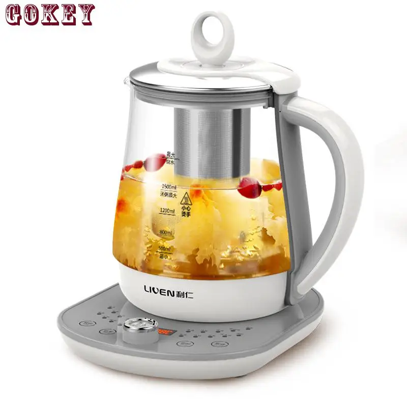 1.8L Large Capacity Glass Health Pot Multifunction Cooking Tea Soup Electric Kettle Stainless Steel Heating Base  1674791