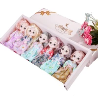 6pcsset 16cm ob11 bjd dolls with clothes 13 movable jointed doll toys mini baby doll diy makeup toy for girls gift with box