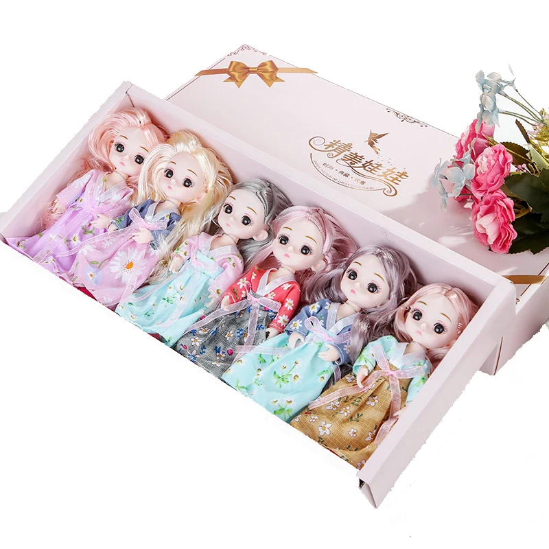 6pcs/set 16cm ob11 bjd Dolls with Clothes 13 Movable Jointed Doll Toys Mini Baby DIY Makeup Toy for Girls Gift Box | Игрушки и хобби
