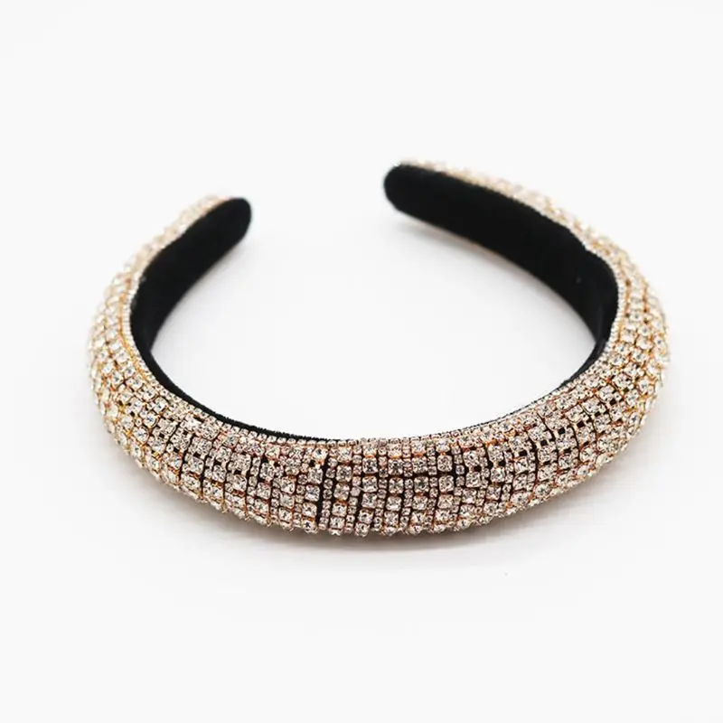 

Luxury Imitation Diamond Headband Baroque Style Glittering Hair Hoop Wide Band H8WD
