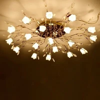 european living room crystal ceiling lamp contracted sweet restaurant bedroom chandelier led remote control flower house lamp