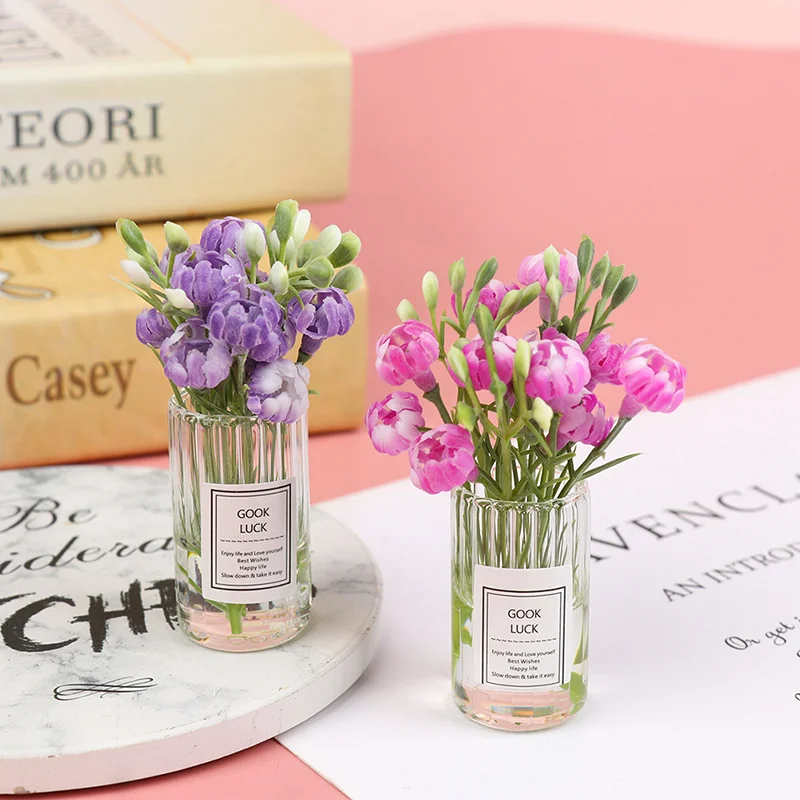 

1:12 Dollhouse Miniature Jasmine Flower Vase Doll Home Simulation Potted Plants Furniture Home Decoration Simulation Potted