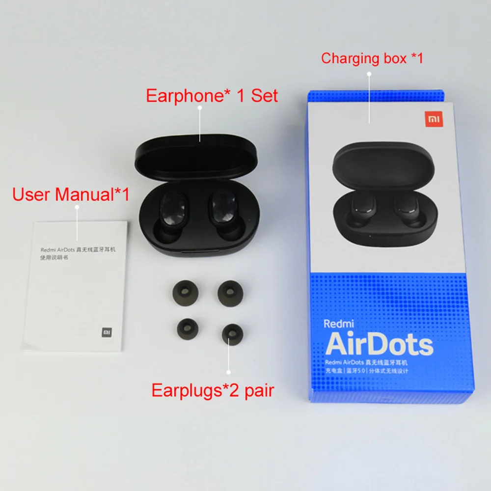 Xiaomi Redmi Airdots TWS Bluetooth 5.0 Earphone Stereo Wireless Active Noise Cancellation With Mic Handsfree Earbuds AI Control |