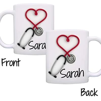 personalized stethoscope coffee mug with lid and spoon a funny and unique gift mugs for nurses and doctors