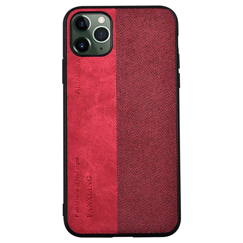 Heyytle тканевый текстурный чехол для iPhone 11 Pro MAX X XS XR, Комбинированный Кожаный чехол с зернистой поверхностью для iPhone 7, 8 Plus, 6, 6 S, 5, чехол для телефона - Цвет: Red