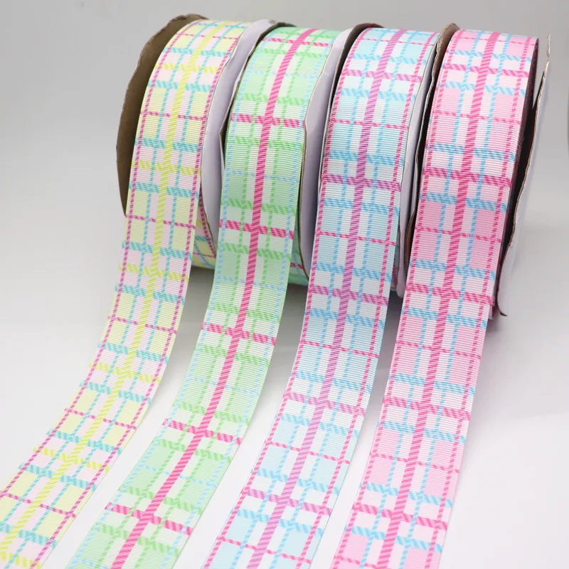10 ярдов 1 5 '✸ мм решетки печатных Grosgrain ленты для волос луки DIY ручной работы