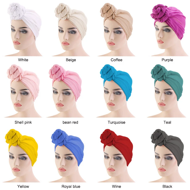 Модный женский шарф тюрбан большой цветок Свадебная вечеринка повязка на голову