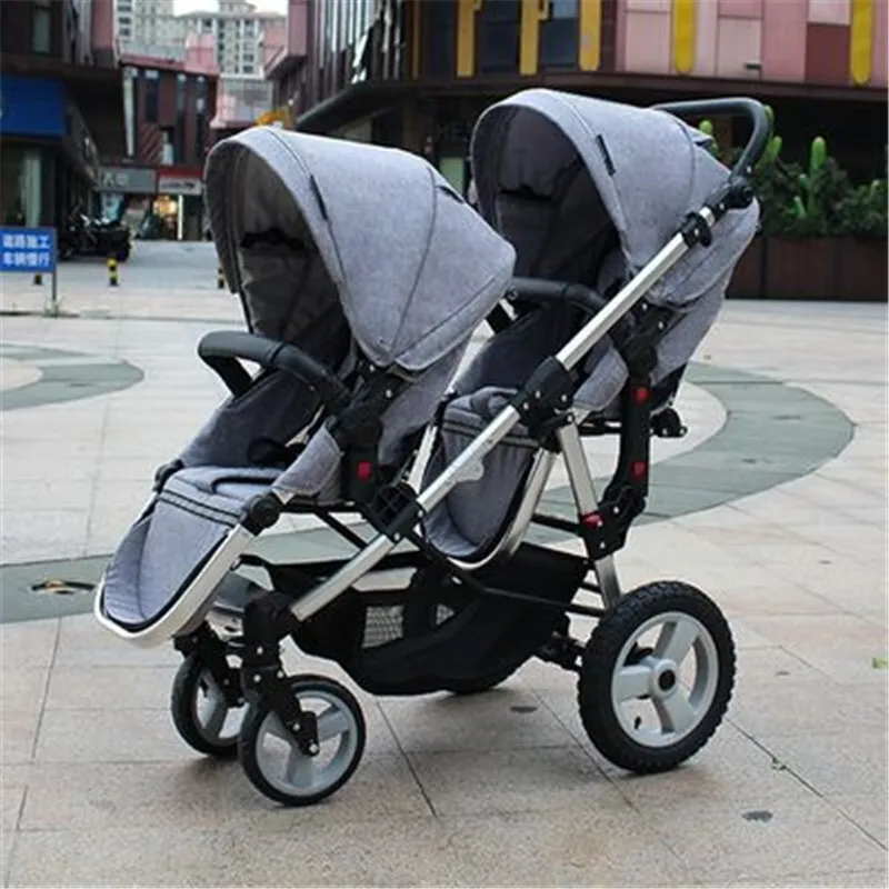 

Double Twins Stroller High Landscape Foldable Baby Prams 2 in 1 Travel System Trolley Walker Carriage
