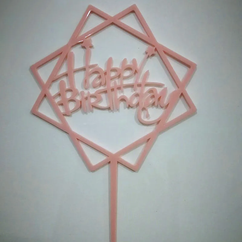 1 pc Acrylic Happy Birthday Love Cake Topper Decoration for Birthday Cupcake Flag Birthday Party Decorative Props Supplies