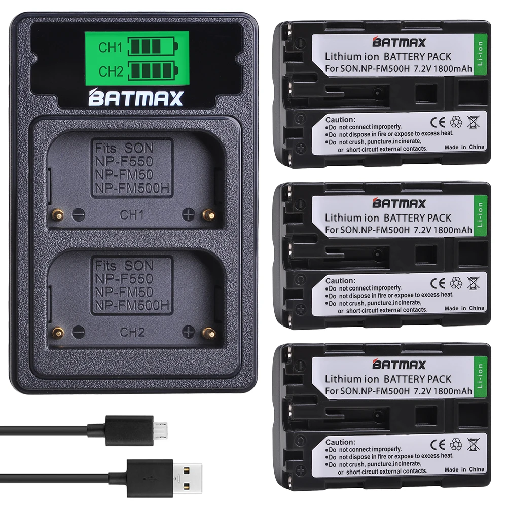 3Pcs set 2 шт. NP-FM500H NP FM500H батарея для камеры+ ЖК USB двойное зарядное устройство с портом type C для sony A200 A200K A200W A300 A350 A450 a580 - Цвет: 3Pcs set