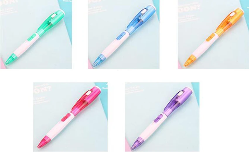 1pc Magic 2 In 1 Light Flashlight Combo Stationery Marker Penlight Highlighter Invisible Ink Pen With Battery