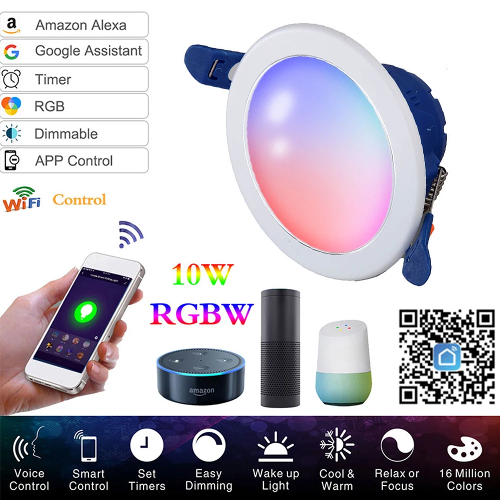 

Dimmable LED Spot light 9W Round Downlight RGB Recessed Spot Ceiling 85-265V RGBW Color Changing Lamp for Room Bedroom Outdoor
