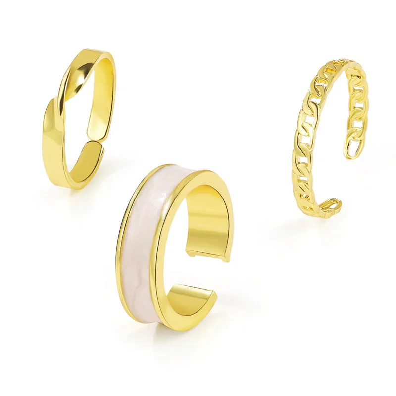 

Gold Ring Set Punk Resin Ring For Women Geoemtric Chain Rings Jewelry Accessories stainless steel rings
