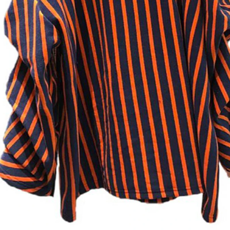 

XITAO Striped Patchwork Hit Color Casual T Shirt Fashion New Style O Neck Collar Long Sleeve Pullover Elegant Match All ZY5822