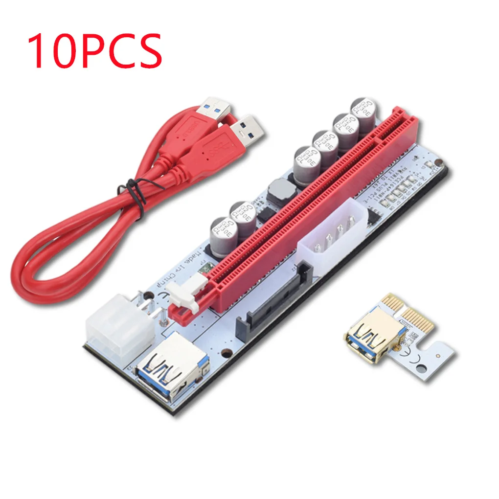 

10pcs PCI-E pcie Riser 009 Express 1X 4x 8x 16x Extender PCI E USB Riser 009S Dual 6Pin Adapter Card SATA 15pin for GPU