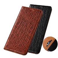 ostrich grain natural leather magnetic flip cover case for umidigi bison x10 proumidigi bison x10 phone bag card slot pocket