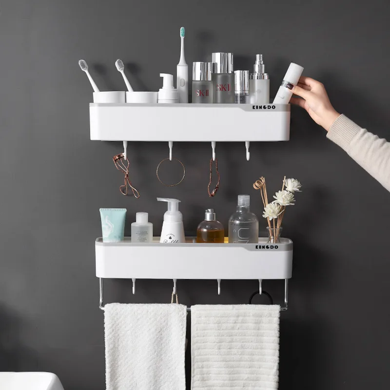 

Four Hook Kitchen Water Draining Storage Storage Shelf Hole Punched Washbasin Towel Draining Shelf Plastic Wall Hangers Storage