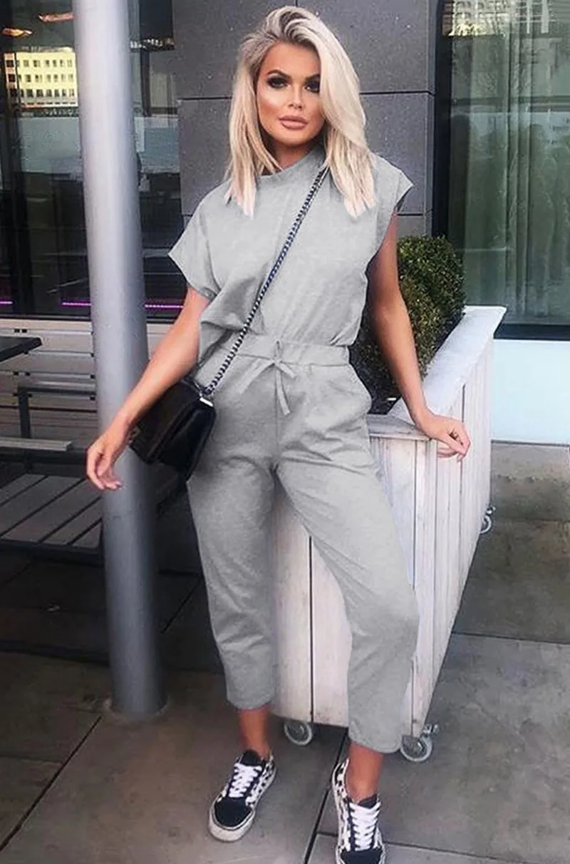 Женский спортивный костюм KALENMOS из 2 предметов летний для бега однотонный свитшот