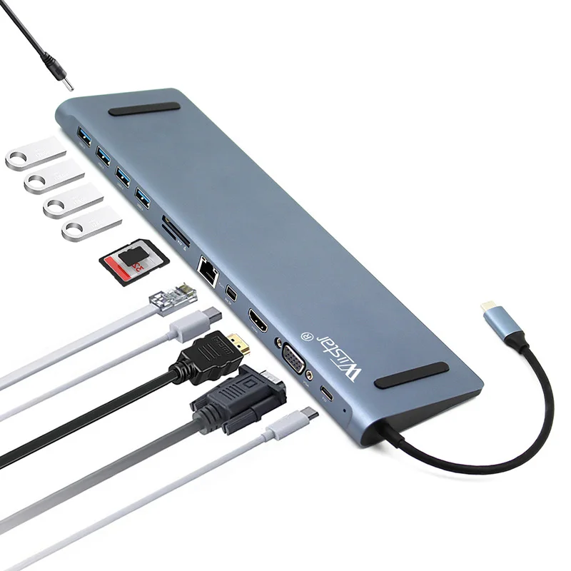 Адаптер питания 12 в 1 с USB Type C на HDMI RJ45|Компьютерные кабели и разъемы| |