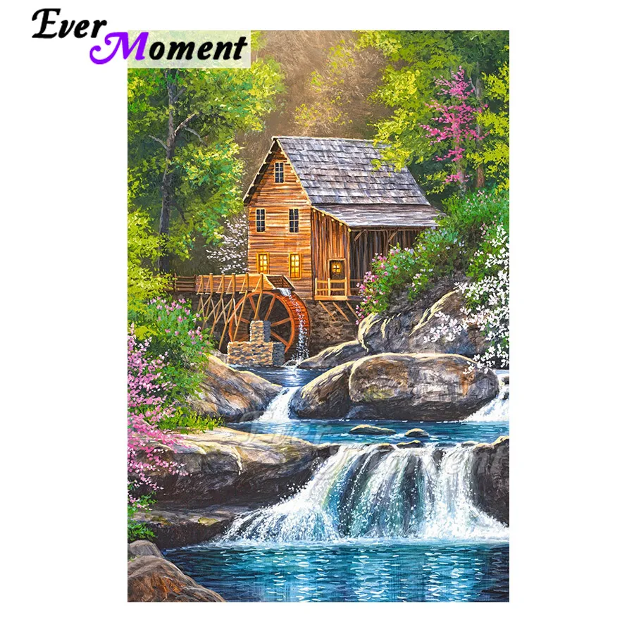 Алмазная живопись Ever Instant 5D сделай сам Квадратный Дом вода река дерево картина