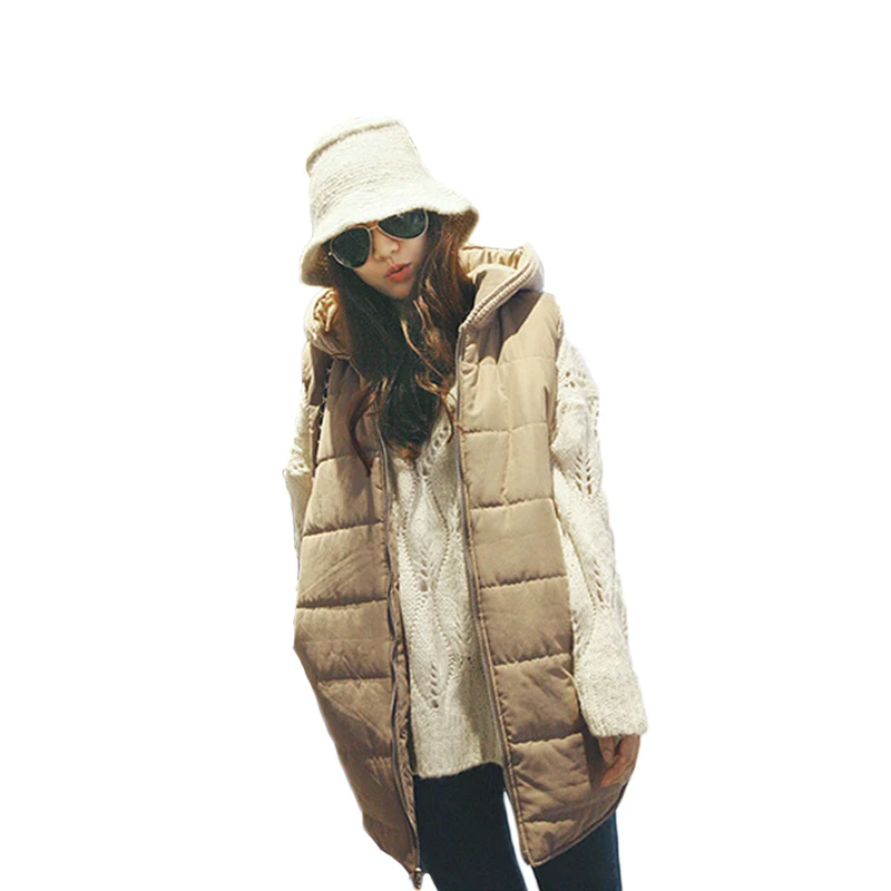 

2021 New Winter Thick Mid-Length Vest Knitted Hooded Slim Coat Cotton Jacket Vest Women Fall/Winter Y570