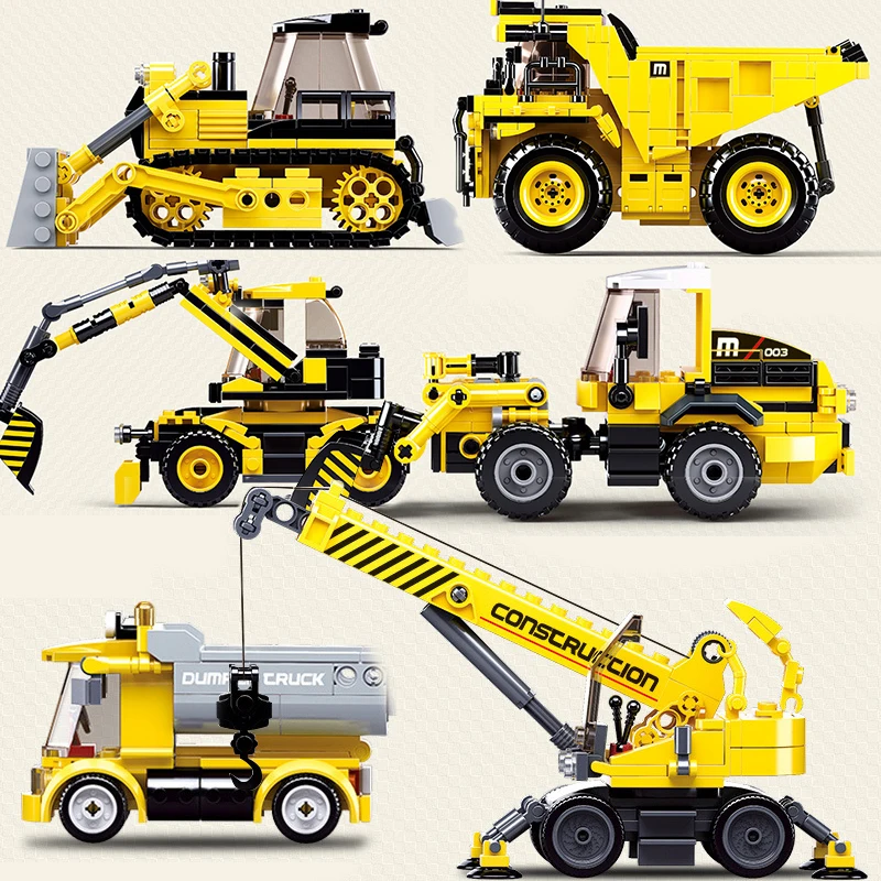 Город Экскаватор строительная техника Автопогрузчик самосвал Модель здание Мпц