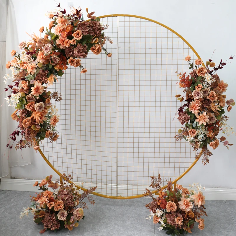 Retro Orange Series Artificial Flower Row Wedding Arch Decor Arrangement Outside/in door Setting Party Props Flowers Wall | Дом и сад