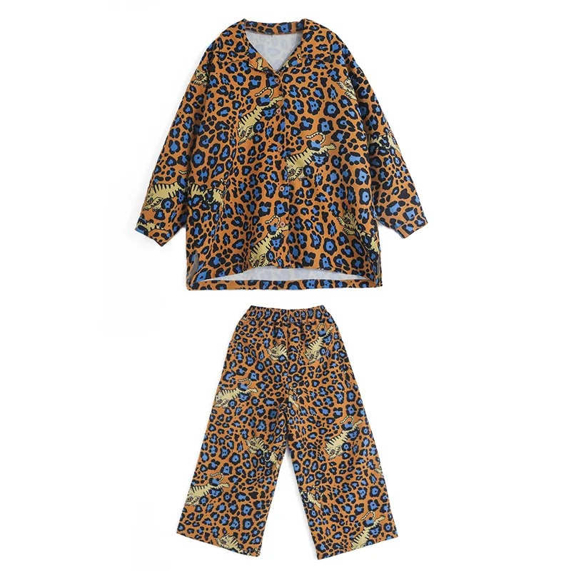 

Kids Jazz Costumes Boys Girls Long Sleeve Leopard Suit HipHop Street Dance Clothing Children Catwalk Show Stage Clothes DQL4694
