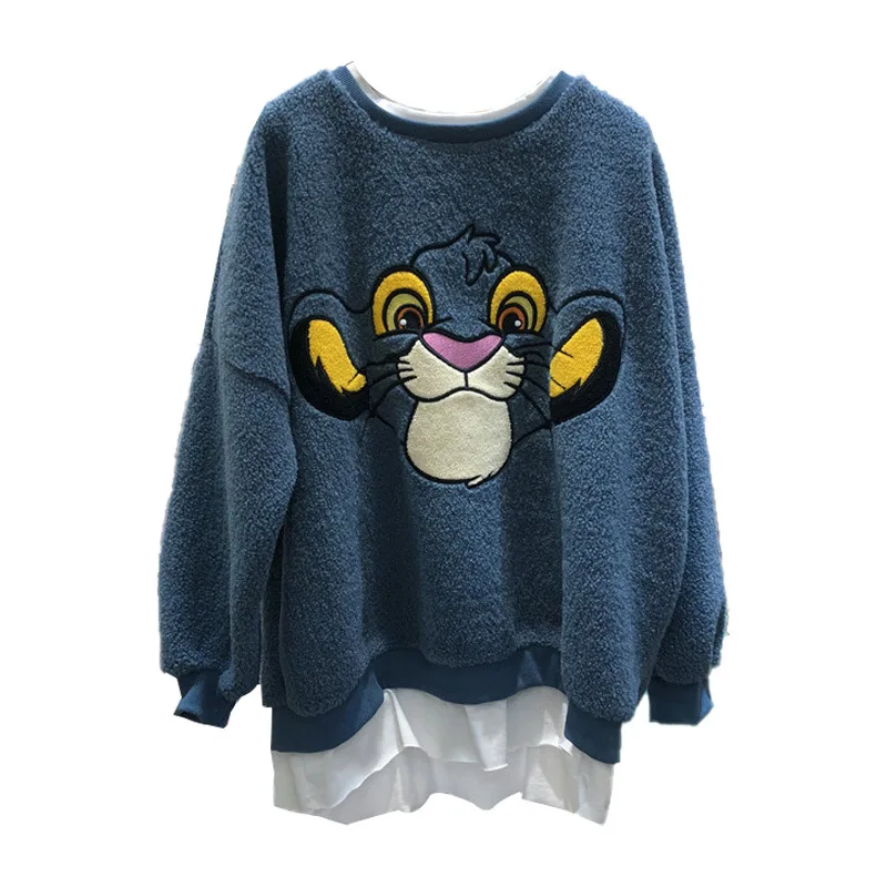 

Sweater for Women Winter Style Fleece Thickened Large Women's Clothing Two Pieces Warm Loose Slimming Korean Coat Top for Women