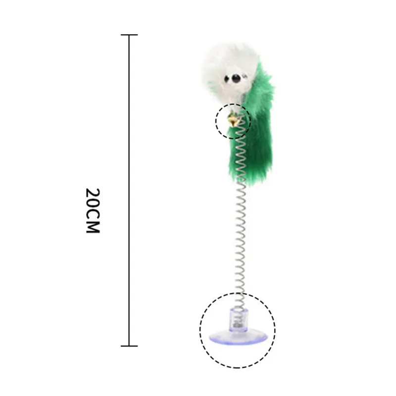Funny Cat Toys Elastic Feather False Mouse Bottom Sucker for Kitten Playing Pet Seat Scratch Toy Product | Дом и сад
