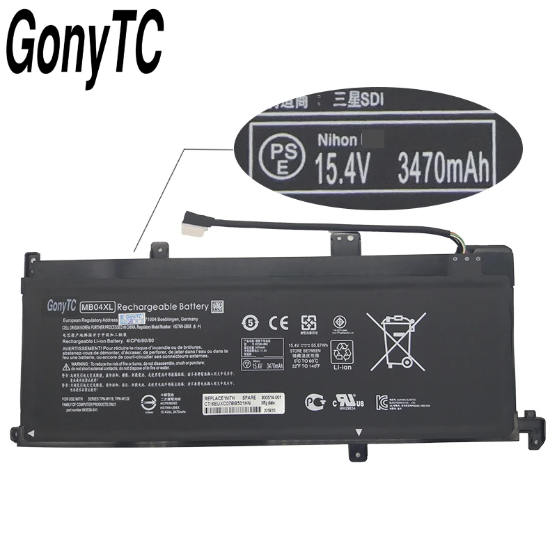 GONYTC оригинальный 15 4 V 55.67Wh ноутбук Батарея для MB04XL HQ-TRE 844204-850 843538-541 TPN-W119 MB04 |