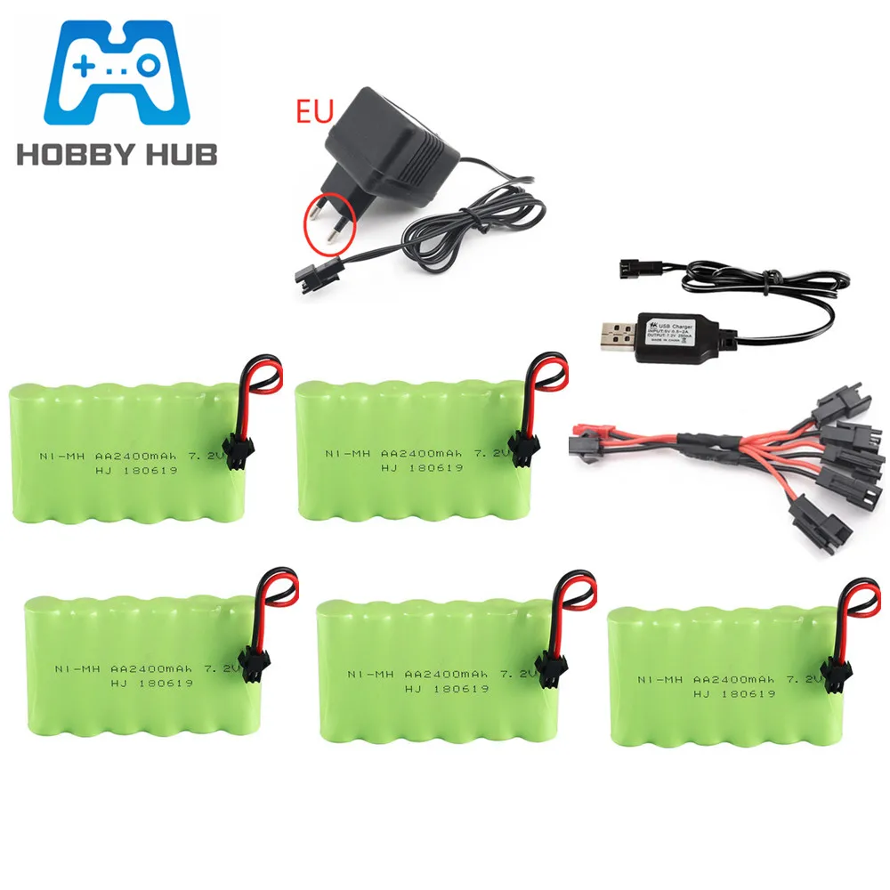 

Никель-металлогидридный аккумулятор 7,2 в 2400 мАч + зарядное устройство 7,2 в для игрушечного автомобиля, лодки, пистолета, танка, поезда, робота...