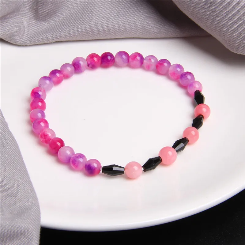 Розовый кварцевый камень браслет Femme натуральные браслеты с бусинами из камня