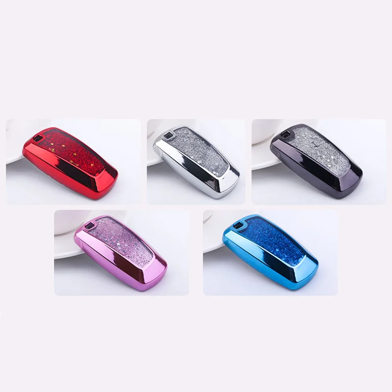 

2019 TPU Quicksand Car Key Case For BMW 1/2/3/4/5/6/7 Series 3GT/5GT/X3/M5/M6 Fashion Collocation Crystal Keyring/