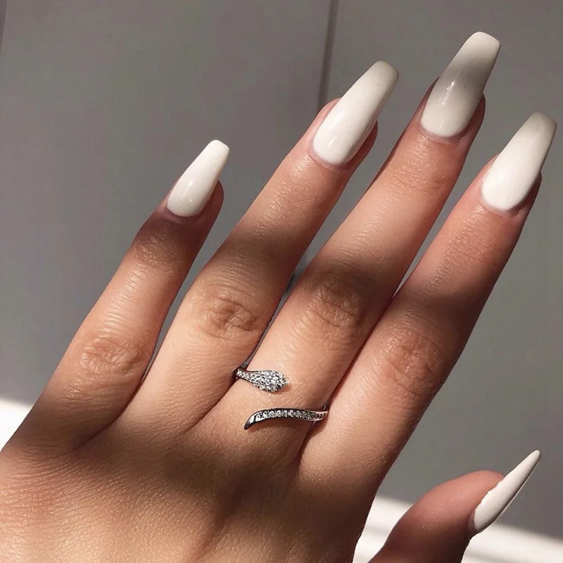 

Sparkling Adjustable Curved Snake Rings Zircon Crystal Open Snake Rings For Women Jewelry