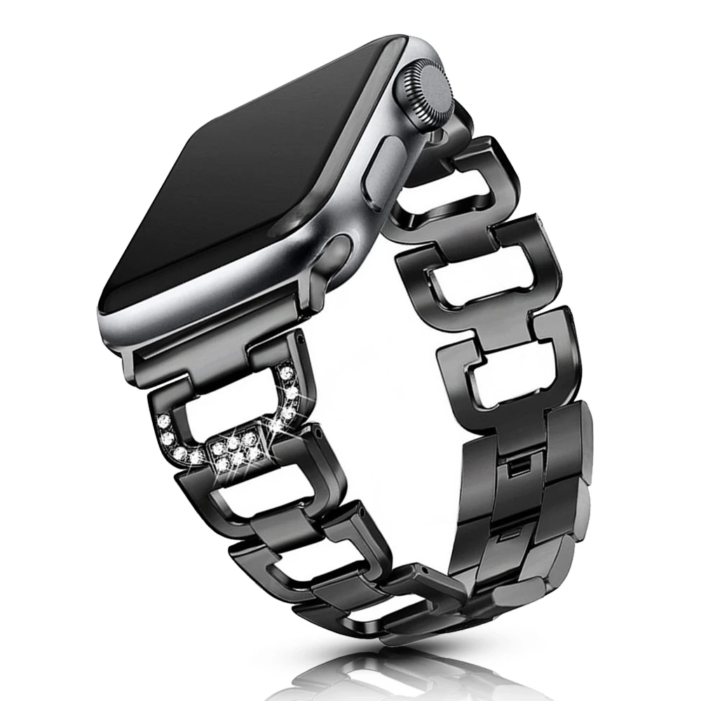 Ремешок металлический для Apple Watch SE Series 6 5 4 3 2 браслет со стразами iWatch 40 мм 44 38 42