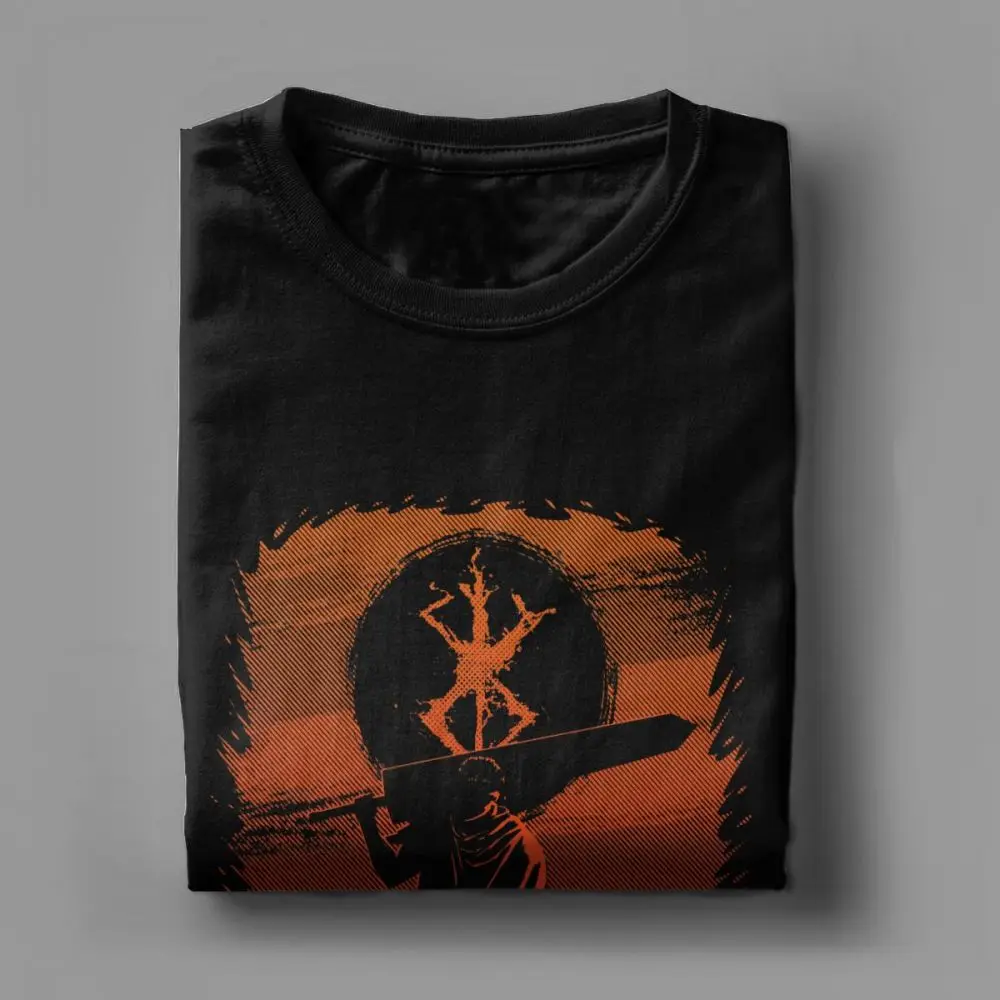 Berserk T Shirt Black Swordsman T-Shirt Men Round Collar Short Sleeved Tee Retro 100% Cotton Clothing Plus Size Gift Clothes |