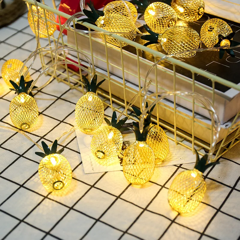 

Pineapple Lantern 3m Iron String Lights 20 LED Christmas Party Decoration Room Decor Wedding New Year Lamp Hanging Garland DHD2
