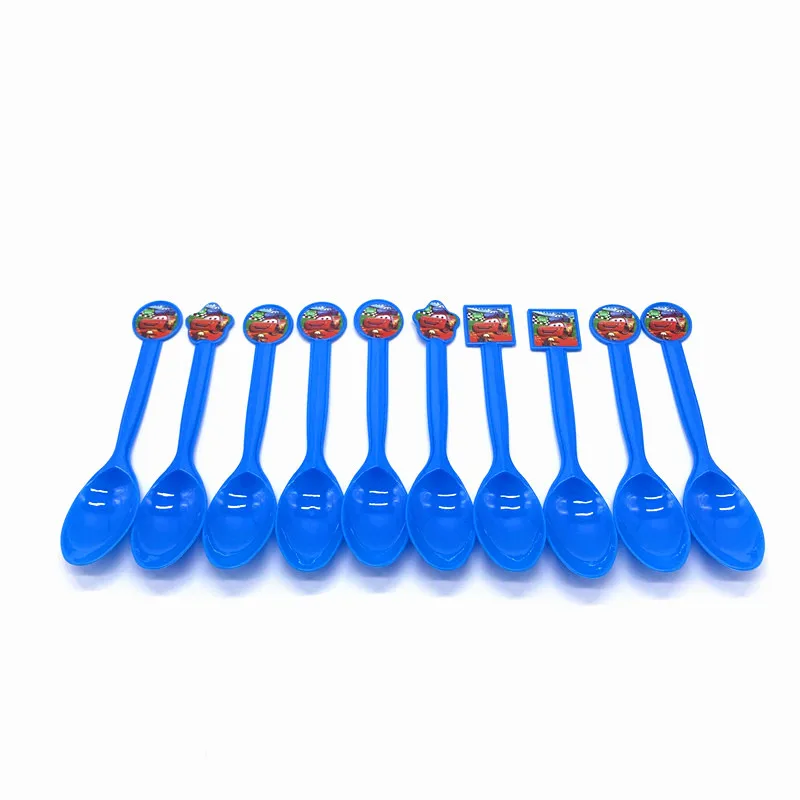 Spoons-10pcs Disney Cars Lighting Mcqueen 108*180 см украшения для дня рождения Детские принадлежности одноразовая посуда скатерть для душа ребенка - Цвет: Spoons-10pcs